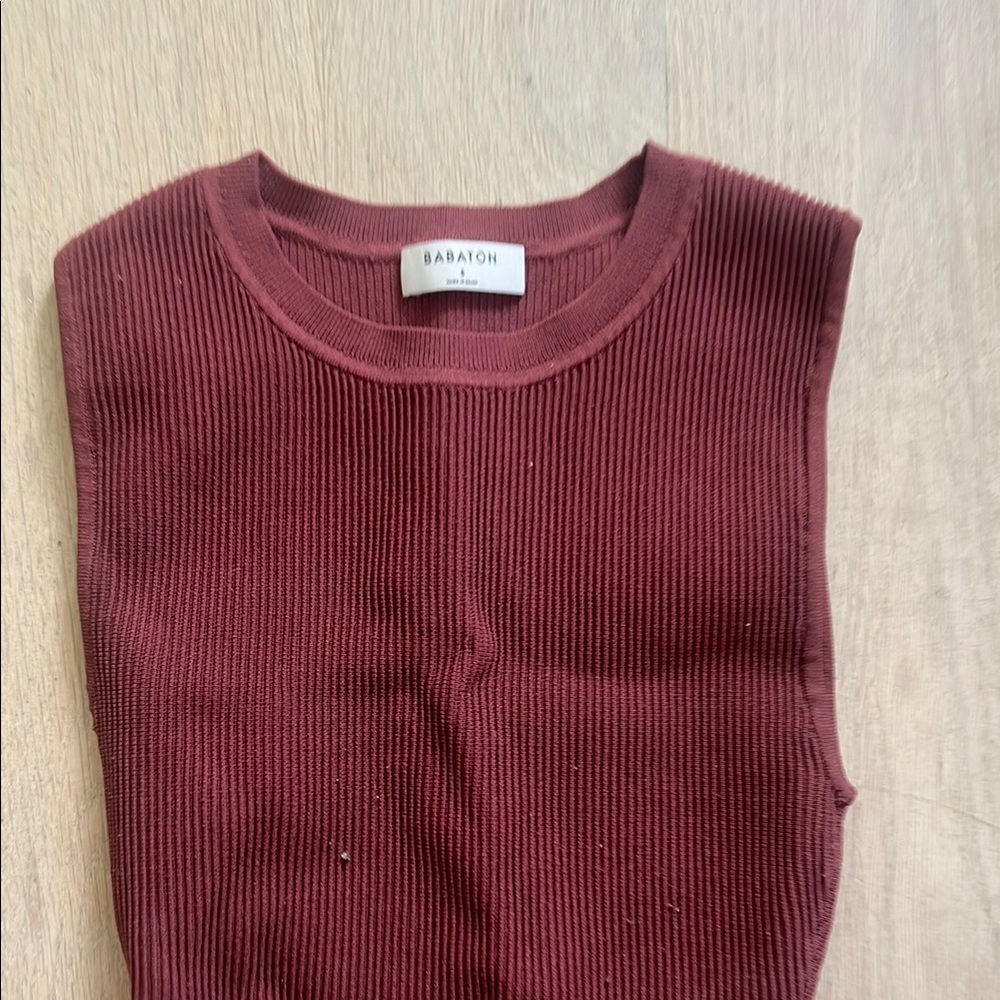 Babaton Rich Burgundy Ribbed Tank